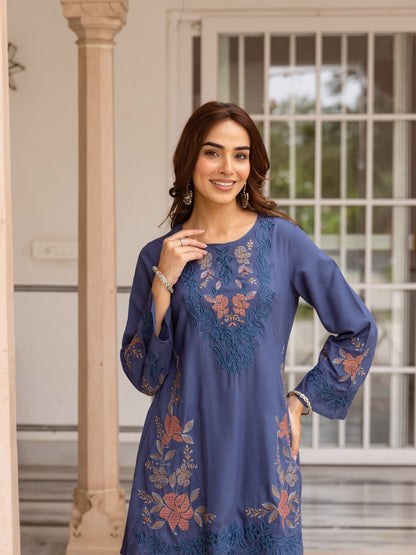 Karen Spaceblue Embroidery Cotton Co-Ord Set