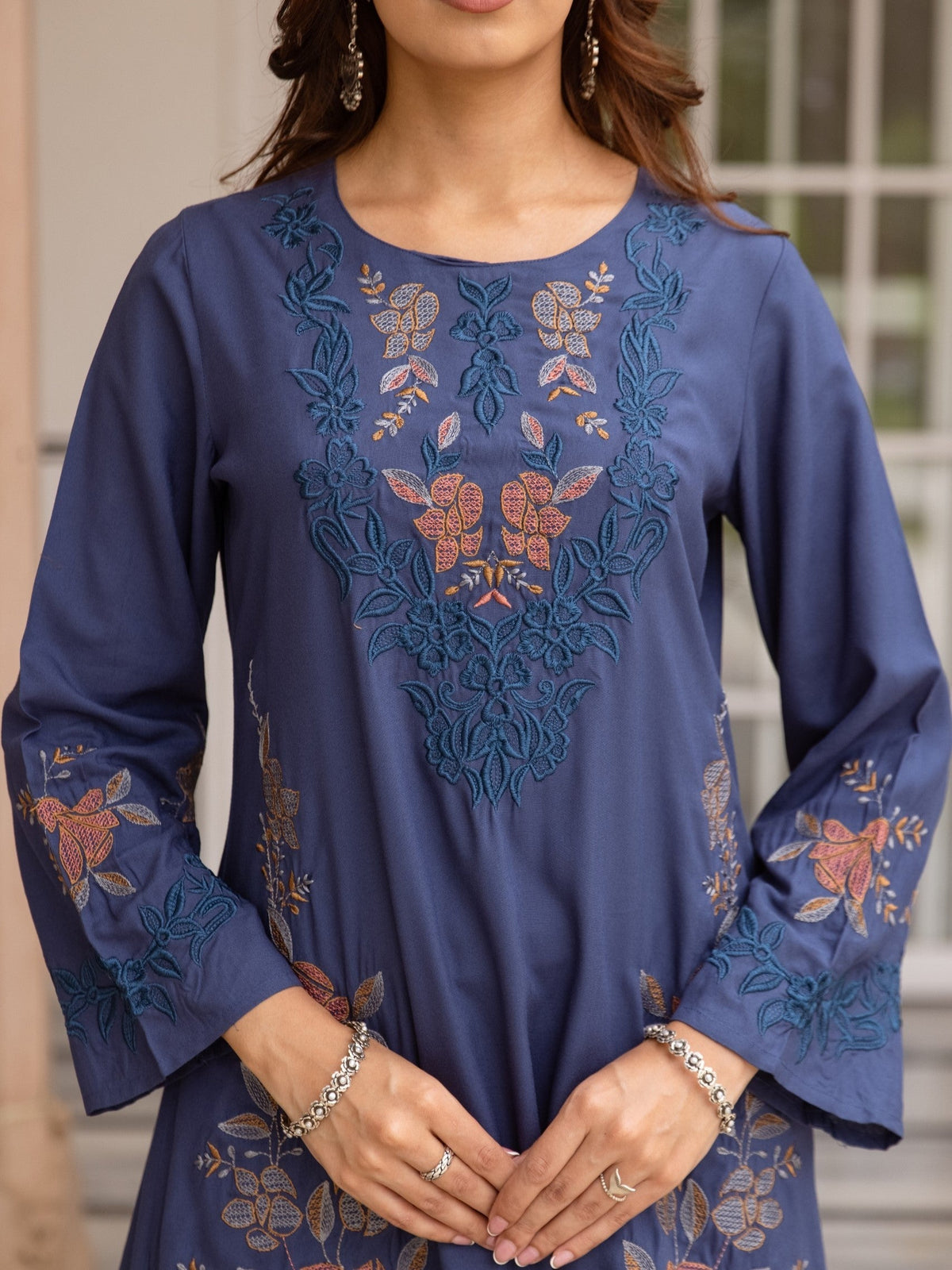 Karen Spaceblue Embroidery Cotton Co-Ord Set