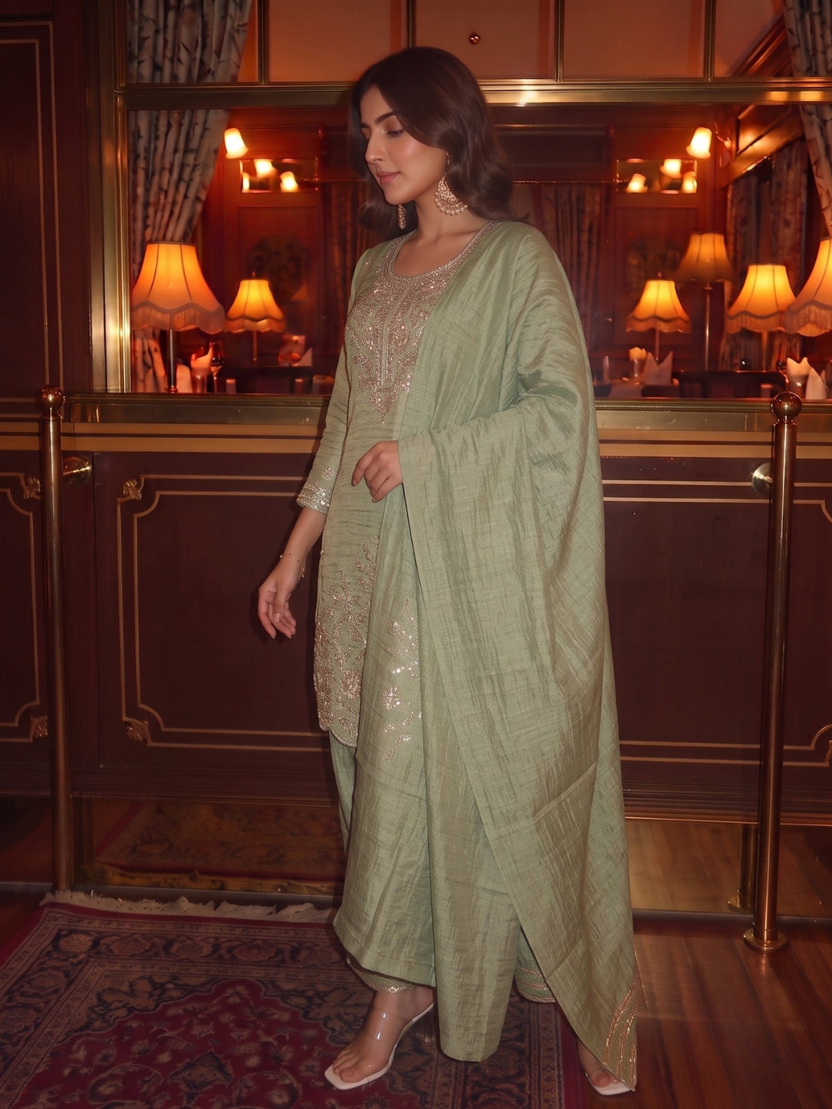 Kartar Moss Handwork Suit Set