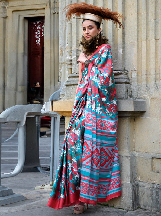 Women's Crepe Pink Printed Designer Saree With Blouse Piece