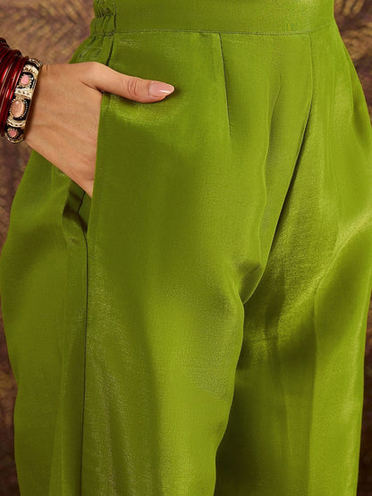 Dhiyona SN Floral Embroidered V-Neck Sequinned Kurta With Palazzos & Dupatta
