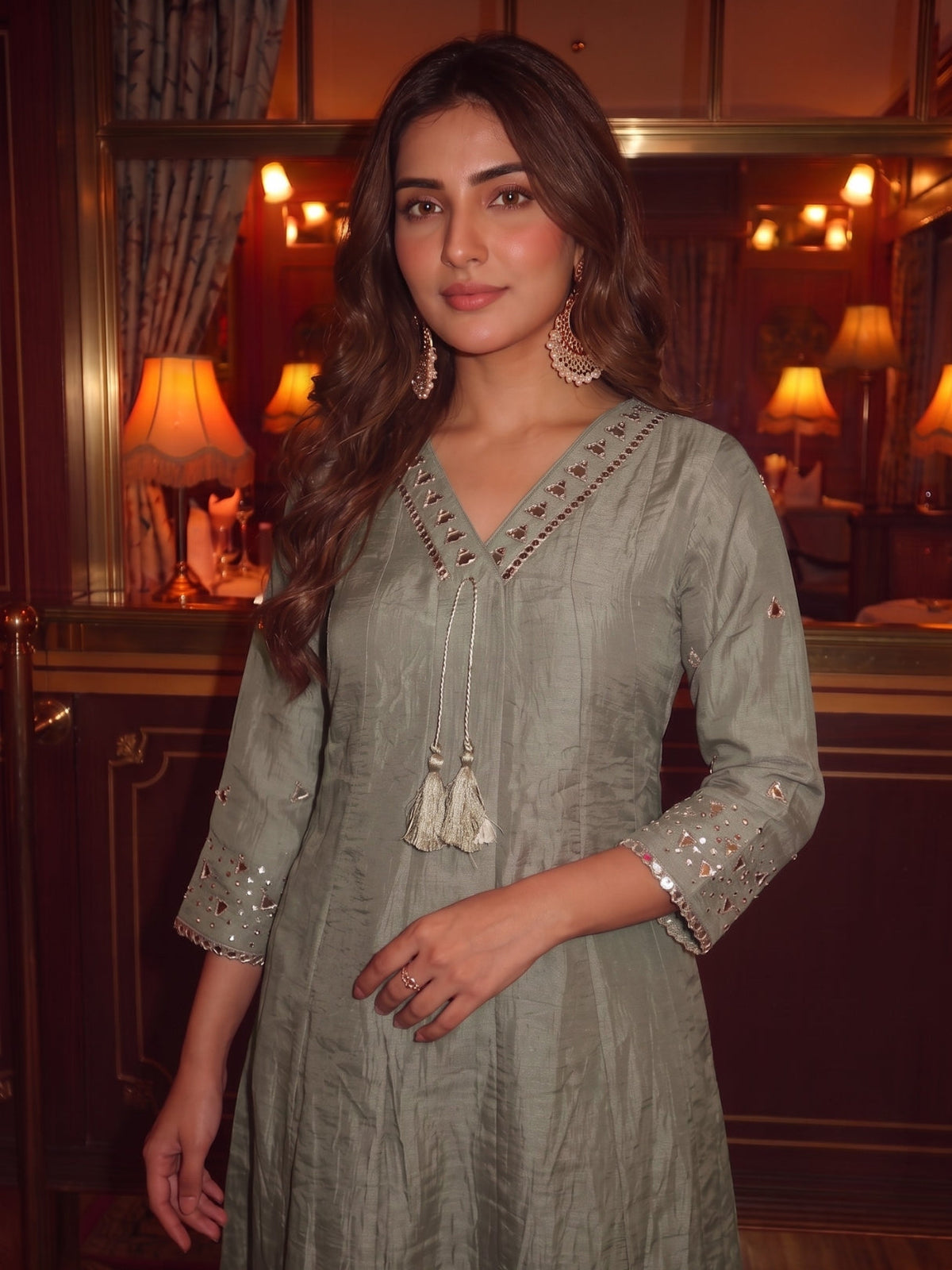 Kimaya Seafoam Work Festive Anarkali Suit Set
