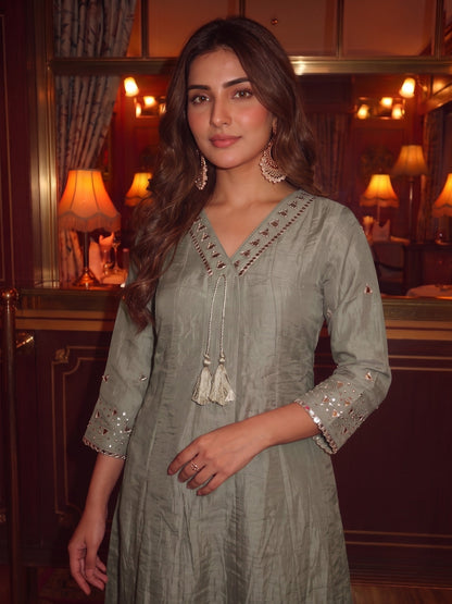 Kimaya Seafoam Work Festive Anarkali Suit Set