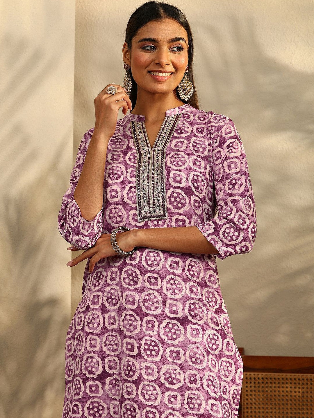 Women Ethnic Motifs Printed Regular Thread Work Kurta with Trousers & With Dupatta