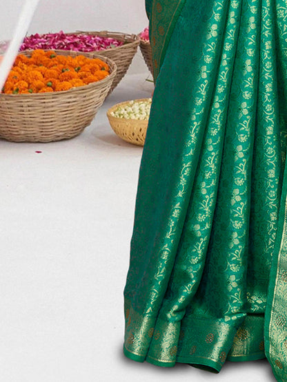 Women's Pure Silk Blue Woven Design Designer Saree With Blouse Piece