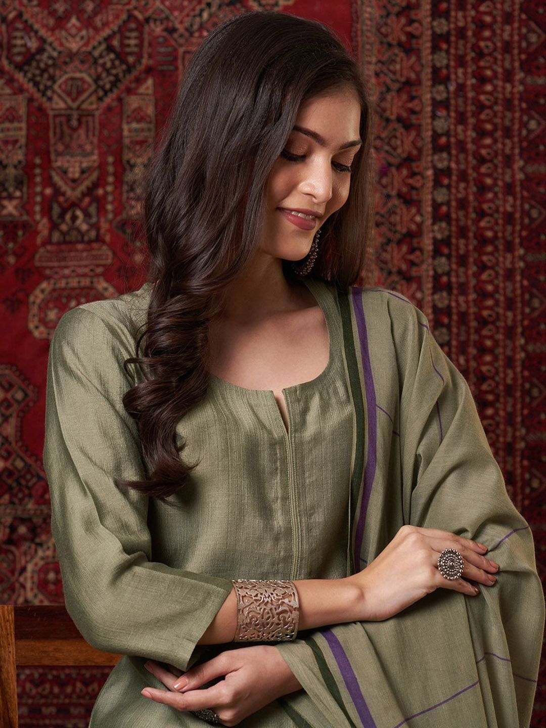Dhiyona KL Women Regular Kurta with Palazzos & With Dupatta