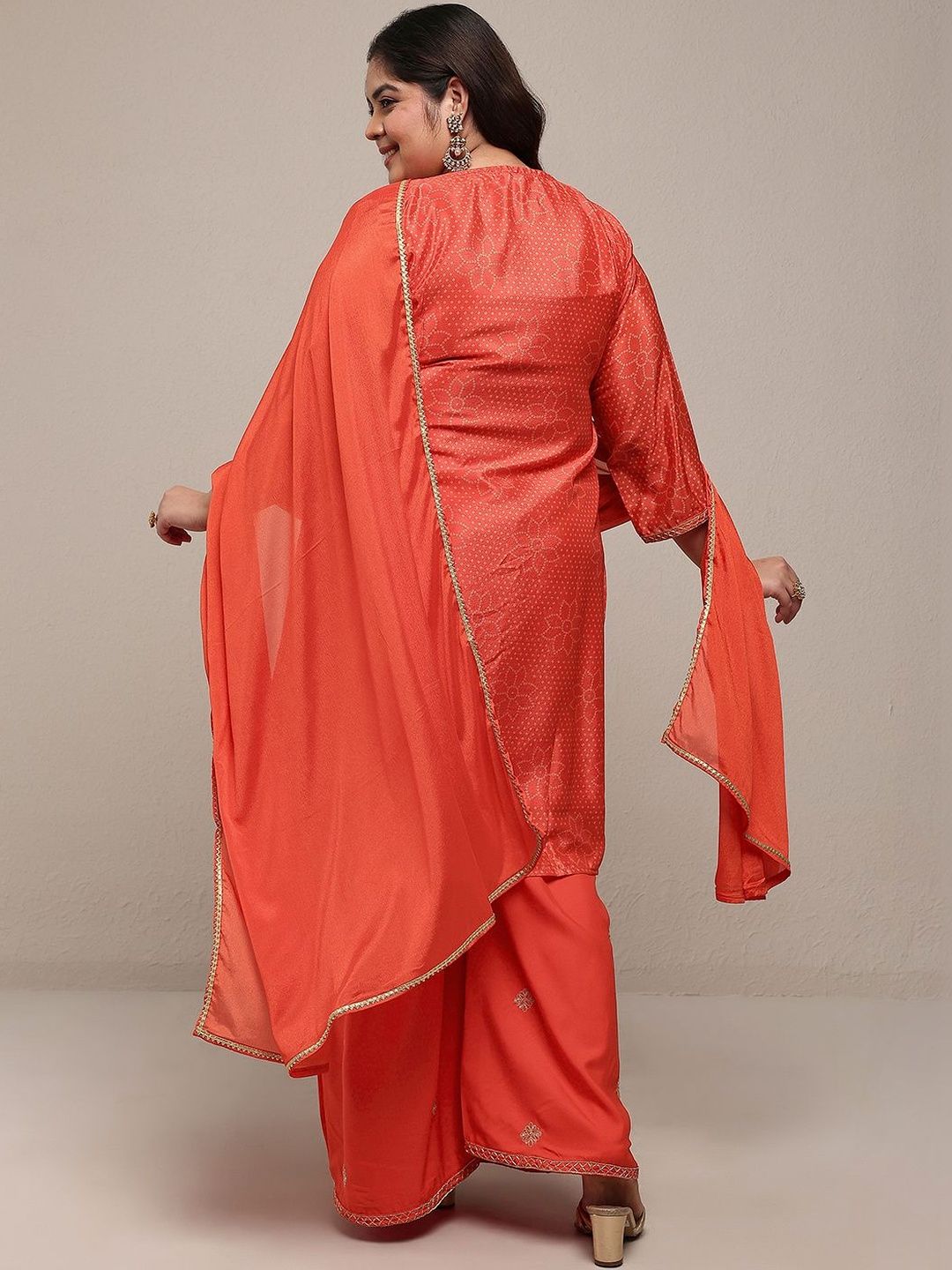 Dhiyona Women's Plus Size Ethnic Motifs Regular Kurta with Palazzos & With Dupatta