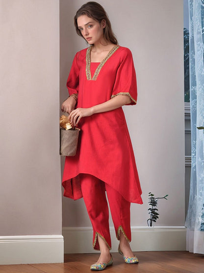 Women Solid Ethnic Kurta with Dhoti Pant