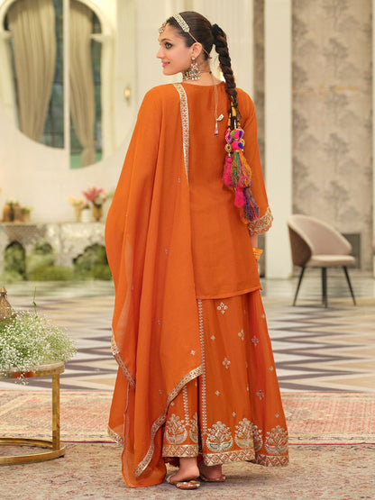 Dhiyona IE Women Ethnic Motifs Embroidered Kurta with Sharara & Dupatta