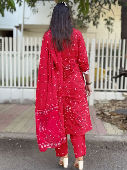 Dhiyona KL Women Ethnic Motifs Printed Regular Kurta with Trousers & With Dupatta