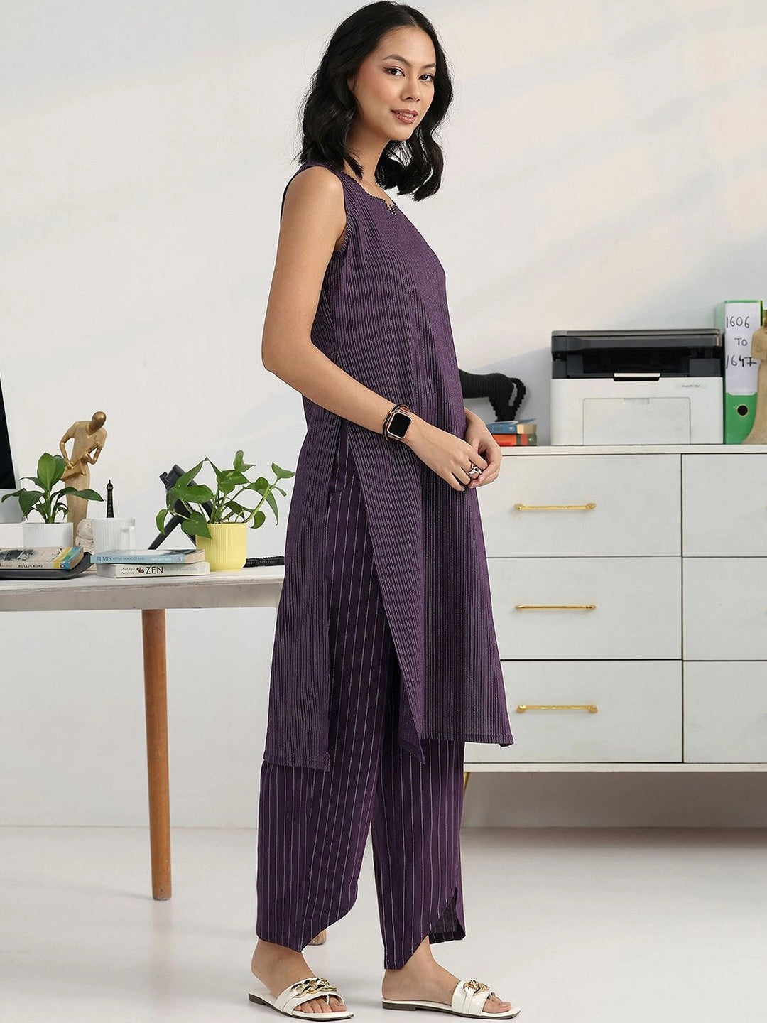 Women Striped Regular Kurta with Palazzos