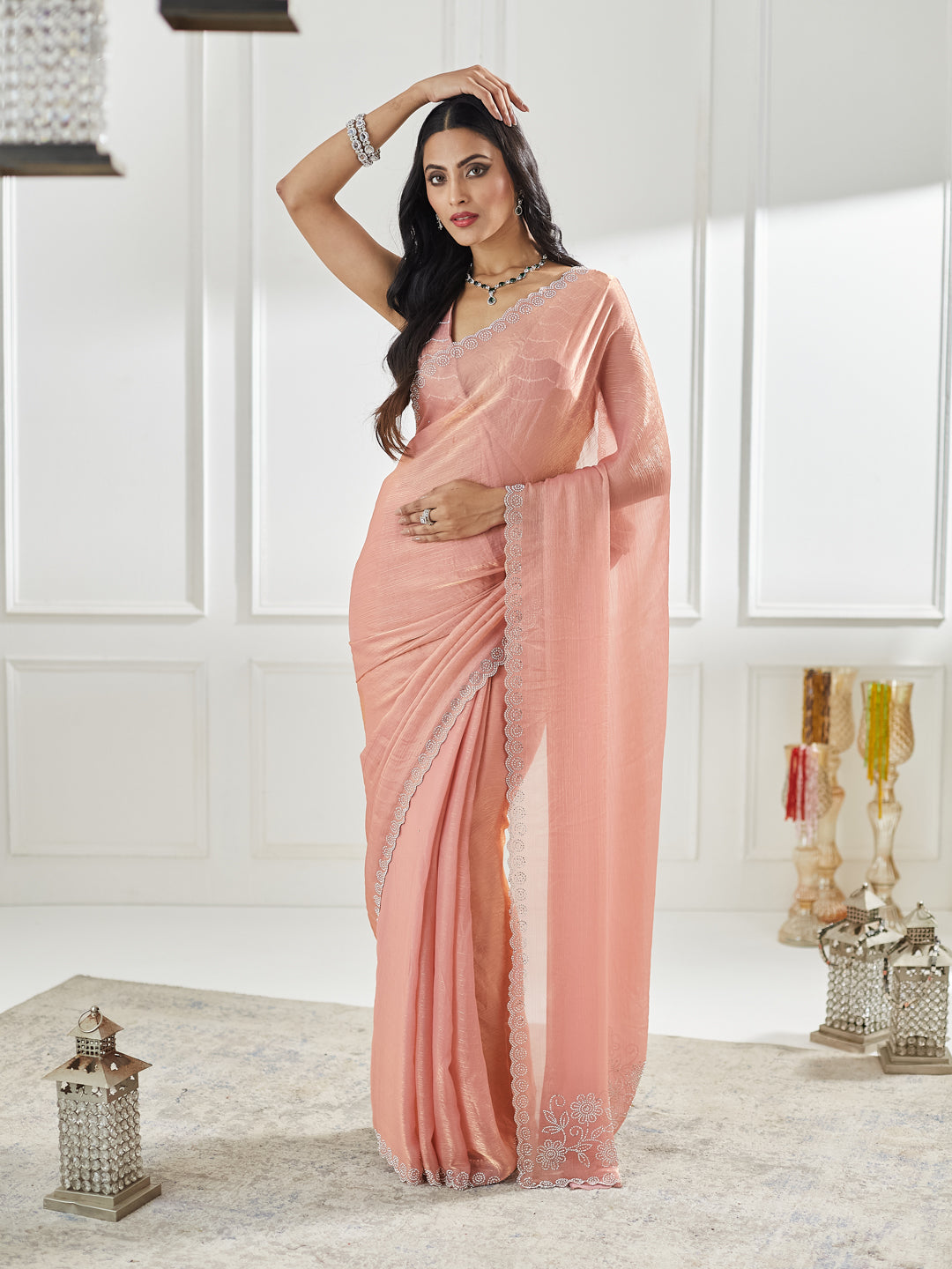 Dhiyona KS Women's Beads and Stones Silk Blend Saree