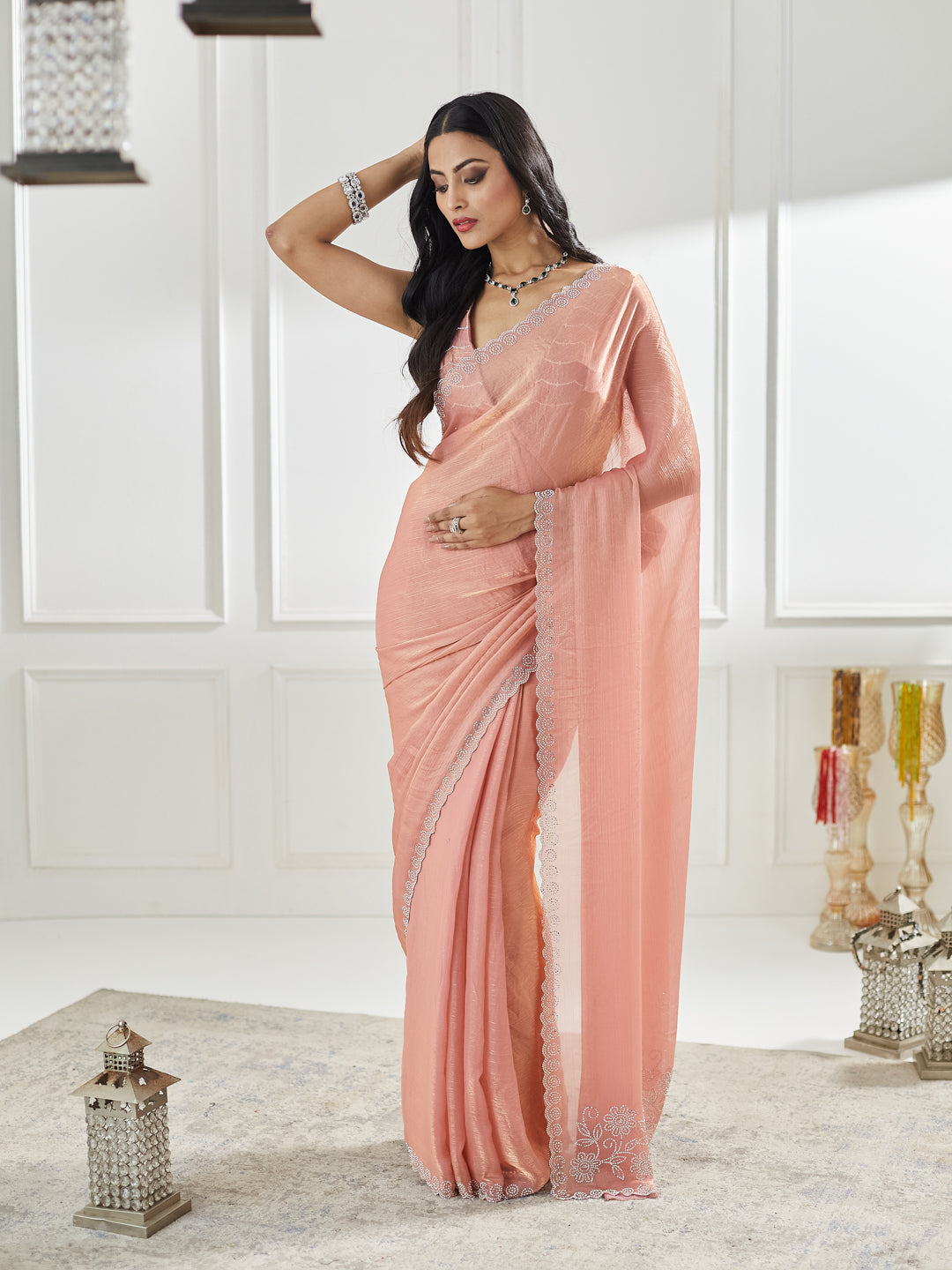Dhiyona KS Women's Beads and Stones Silk Blend Saree