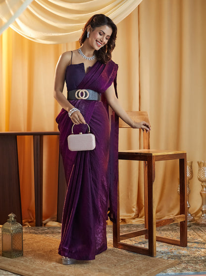 Dhiyona KS Women's women magenta solid silk saree