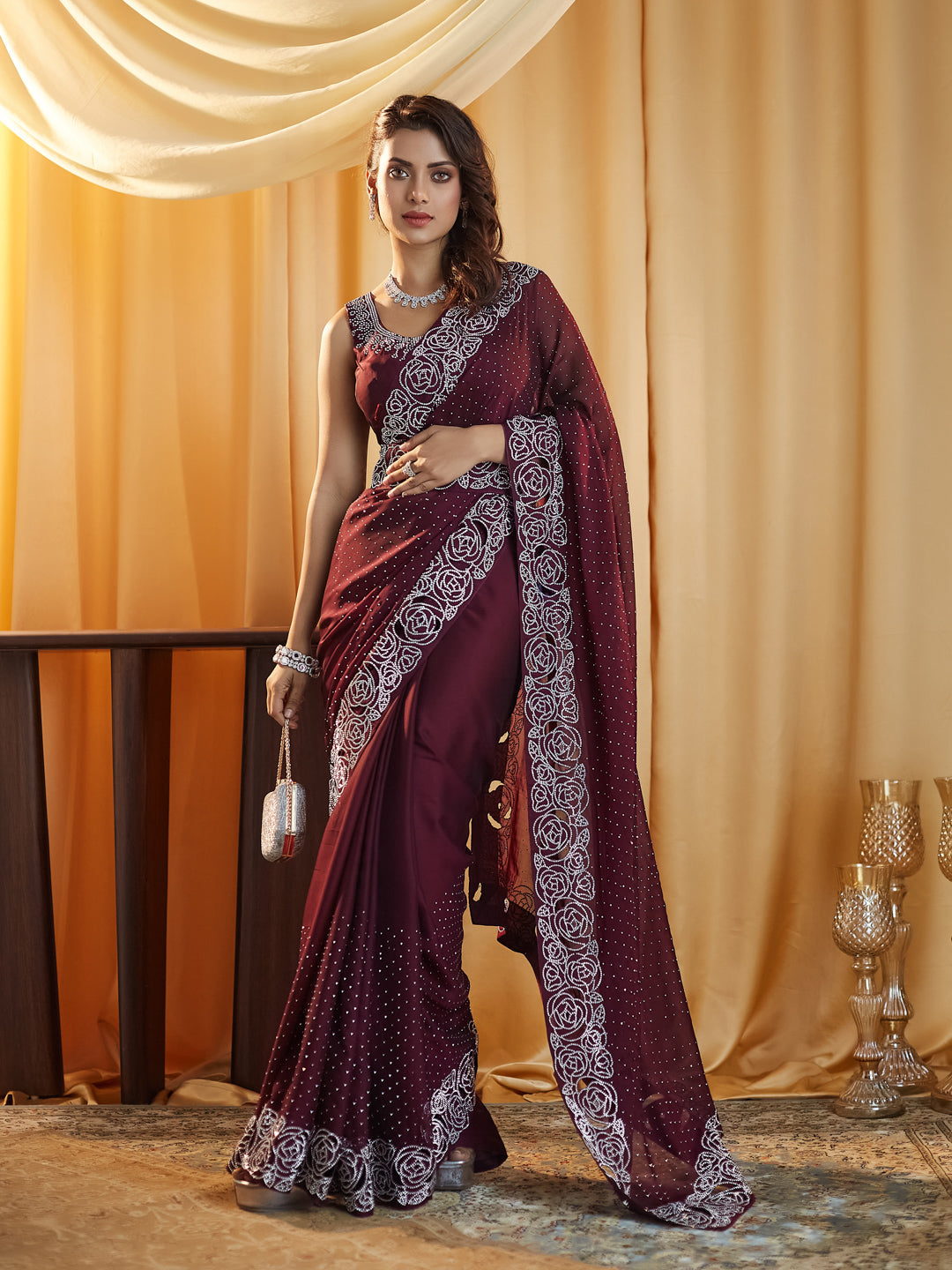 Dhiyona KS Women's Embellished Beads and Stones Saree