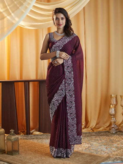 Dhiyona KS Women's Embellished Beads and Stones Saree