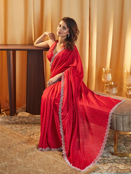 Dhiyona KS Women's Embellished Beads and Stones Silk Blend Saree