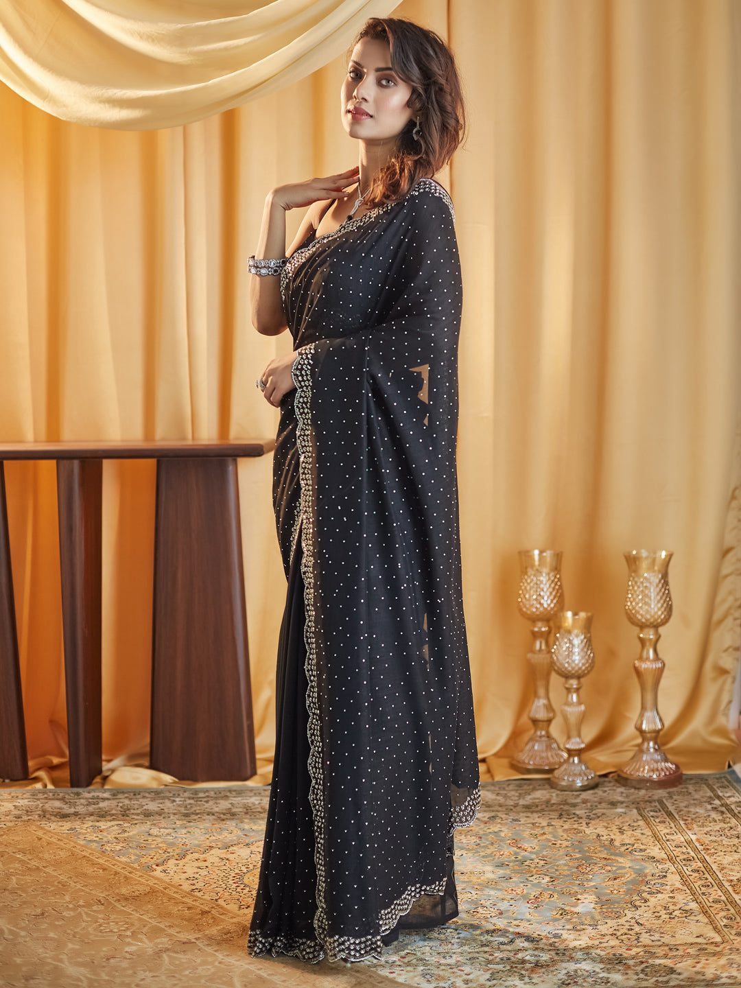 Dhiyona KS Women's Beads and Stones Silk Blend Saree