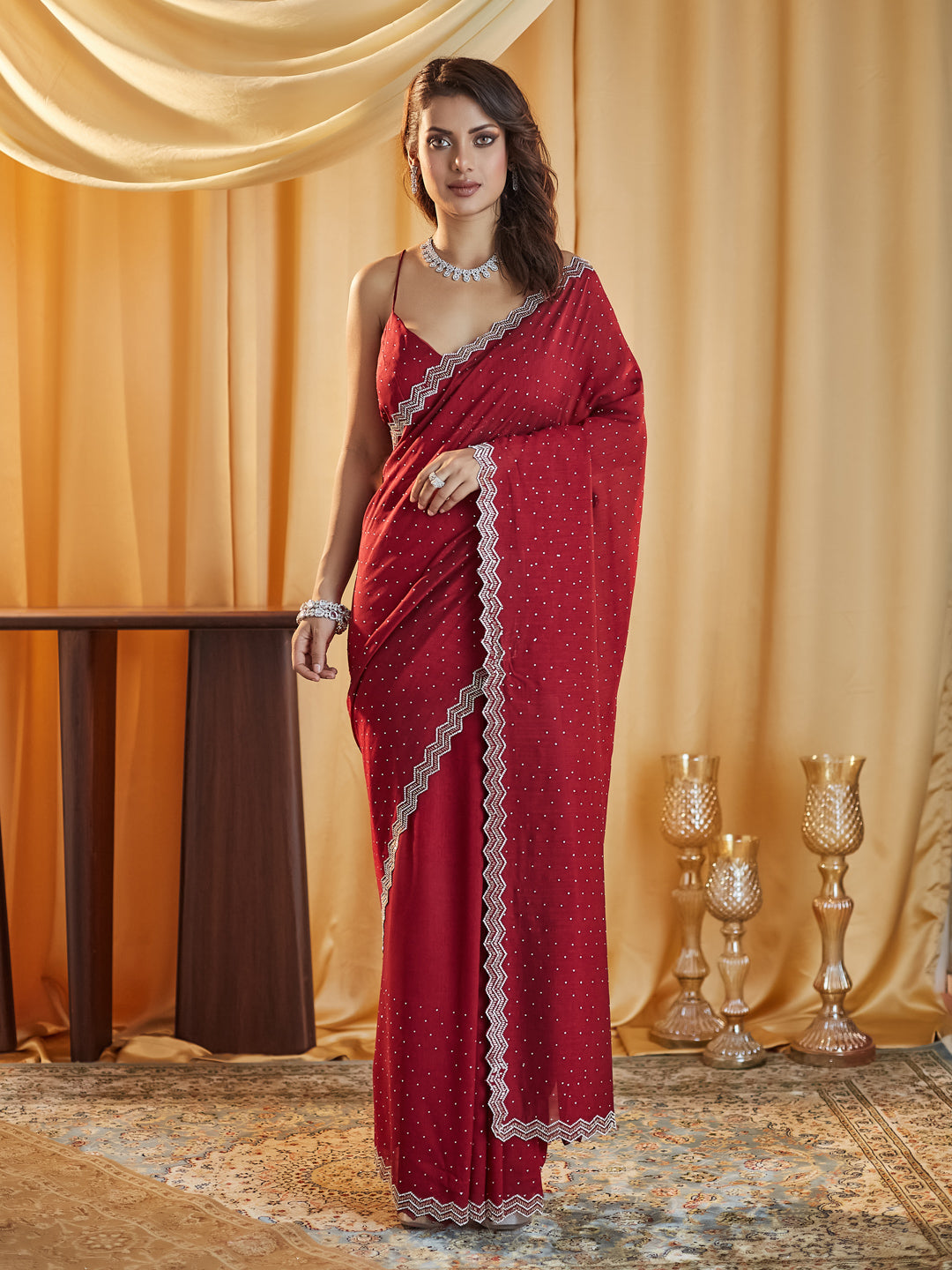 Dhiyona KS Women's Women Embellished Beads and Stones Saree