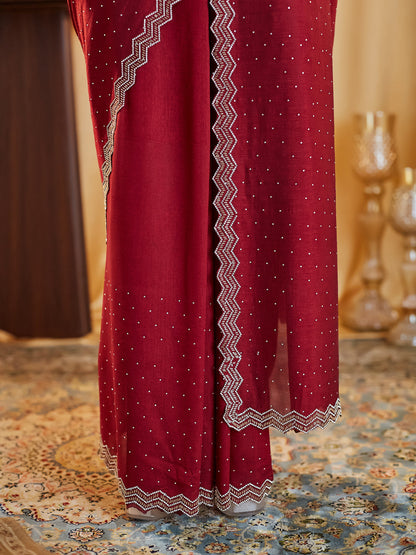 Dhiyona KS Women's Women Embellished Beads and Stones Saree