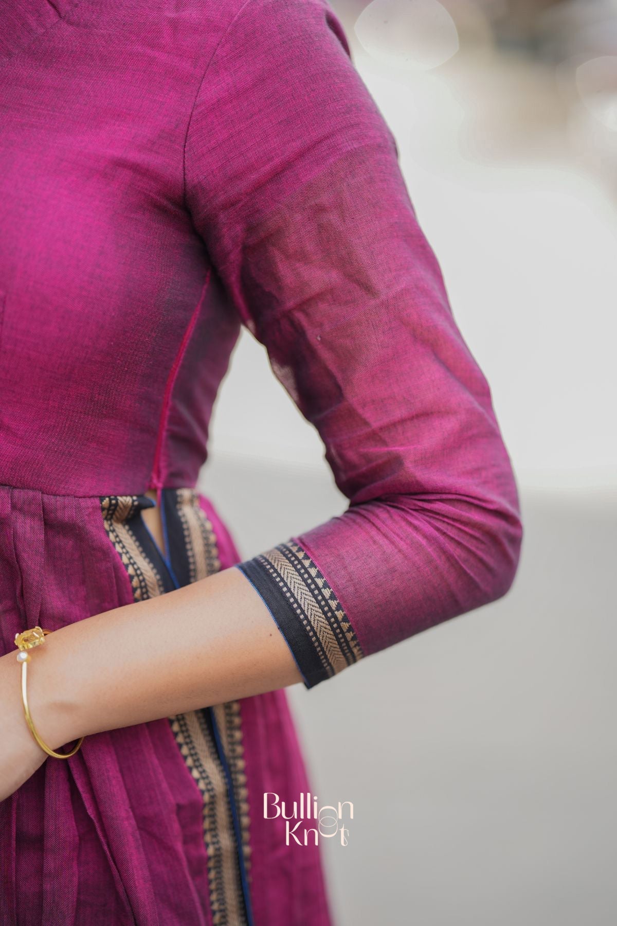 Dhiyona BN Kasturi Handloom Maroon  Three-Quarter sleeves Kurta Set