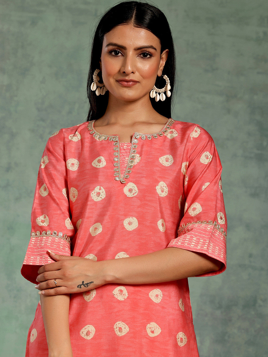 Women Ethnic Motifs Printed Regular Thread Work Kurta with Trousers