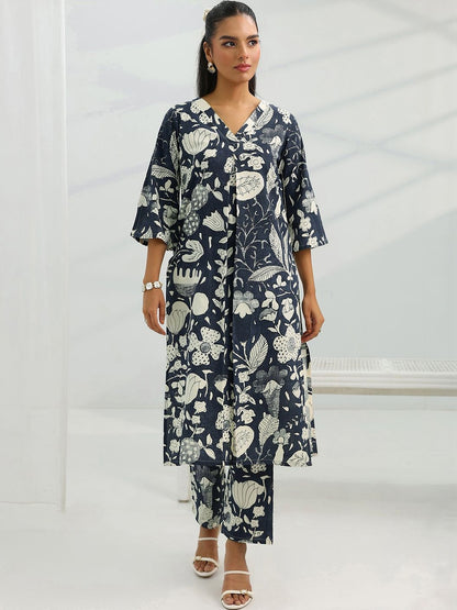 Women Floral Printed Regular Kurta with Trousers
