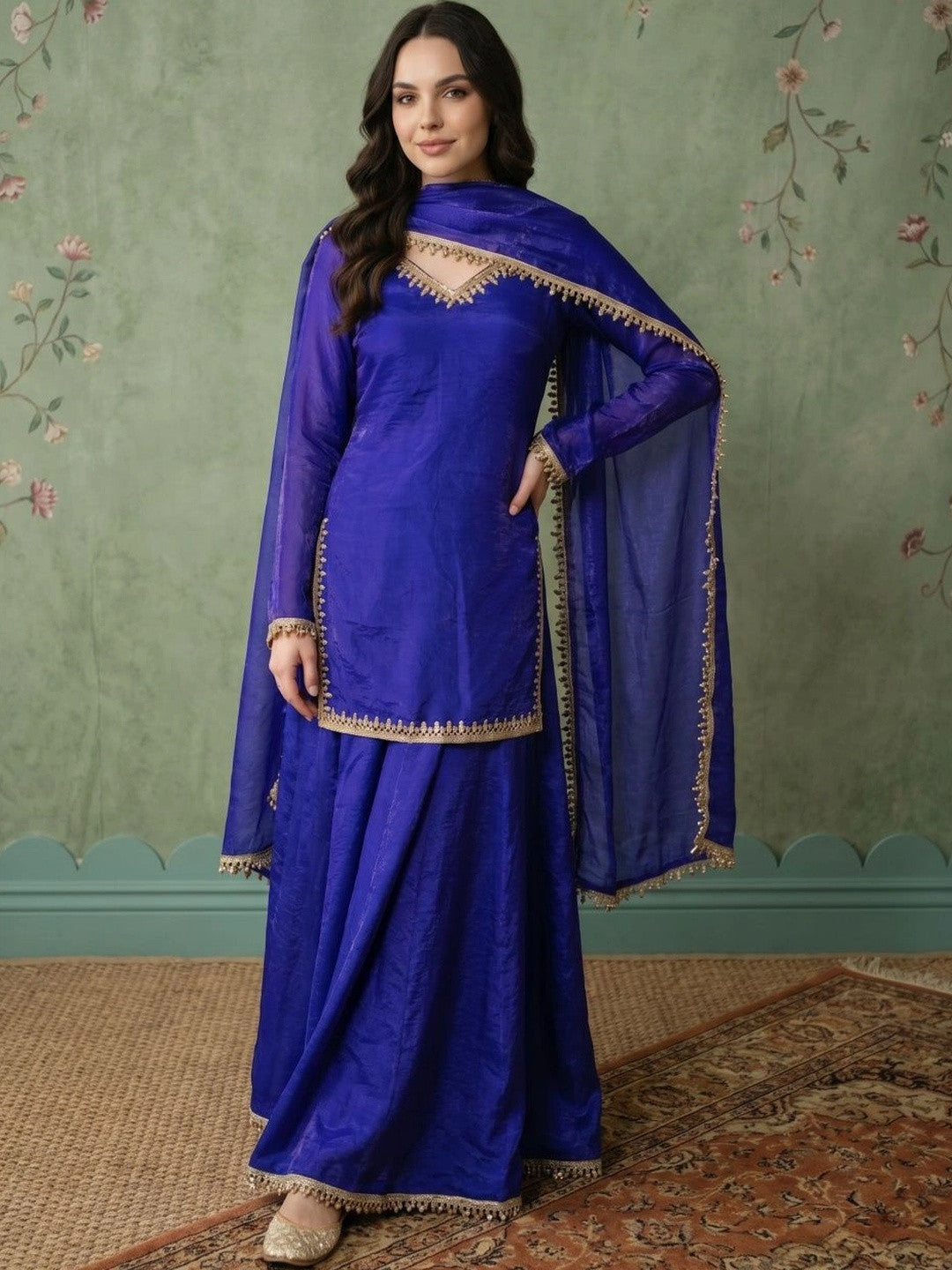 Dhiyona SN Women Regular Kurta with Sharara & With Dupatta