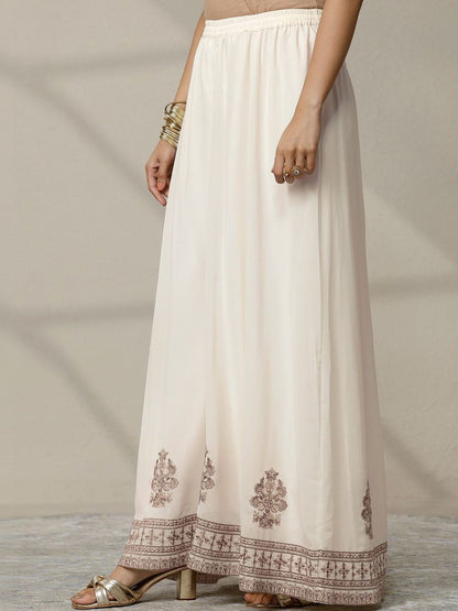 Dhiyona LL Women Ethnic Motifs Embroidered Panelled Thread Work Kurta with Palazzos & With Dupatta