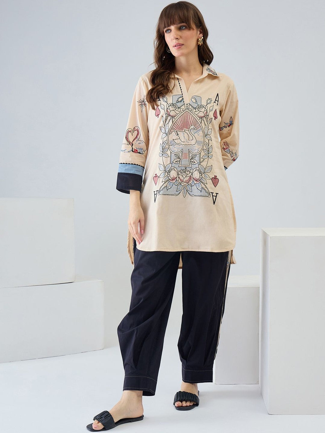 Women Printed Regular Pure Cotton Kurta with Harem Pants