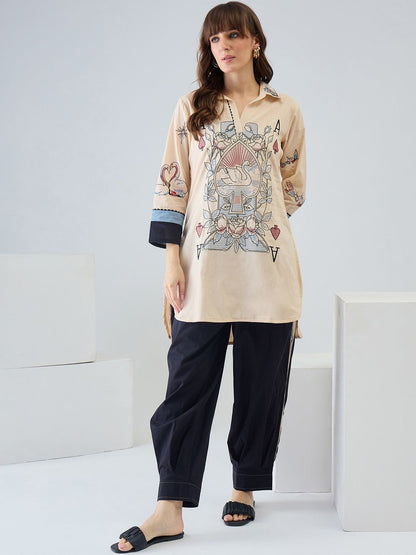 Women Printed Regular Pure Cotton Kurta with Harem Pants