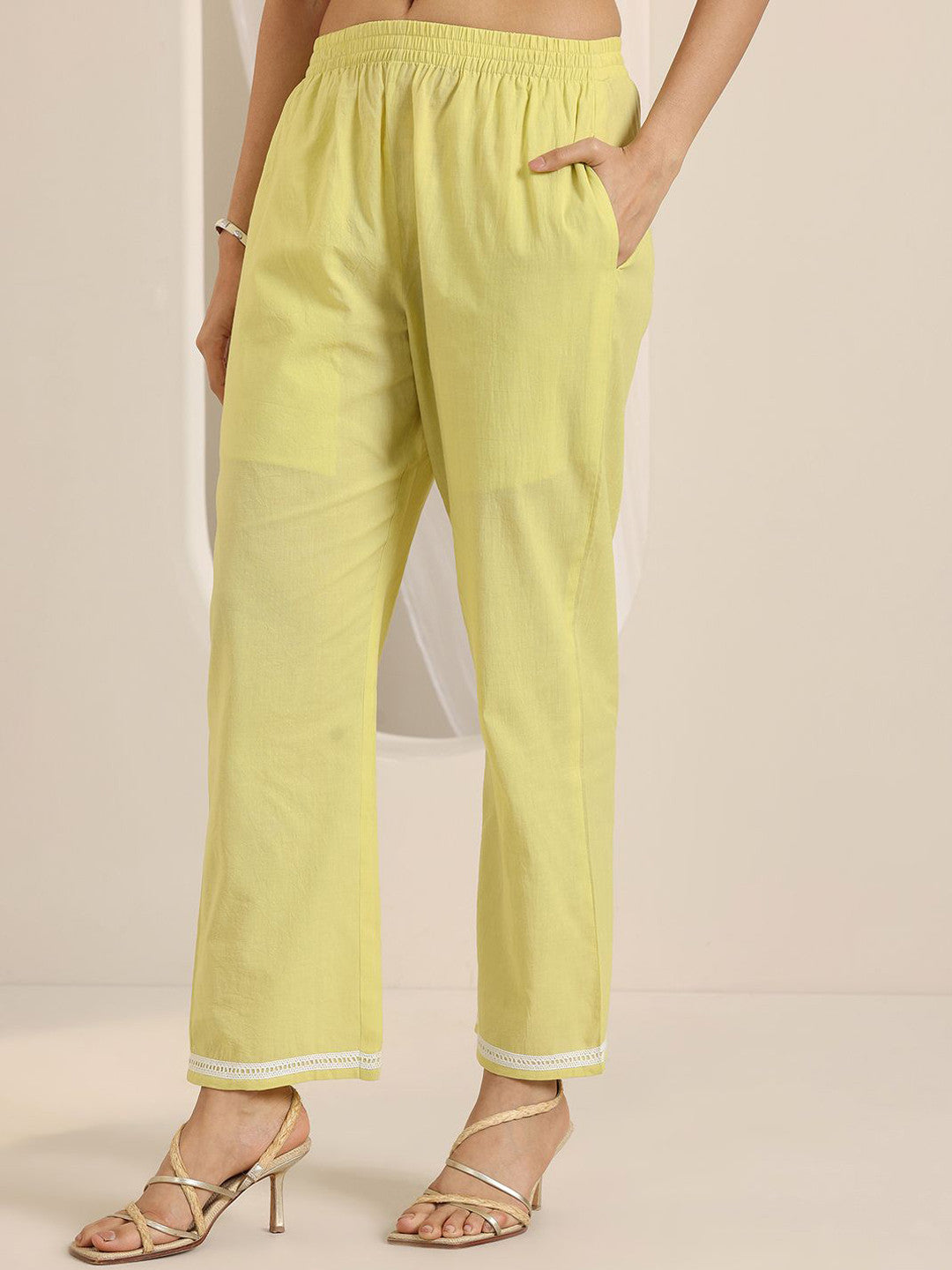 Floral Embroidered Straight cotton Kurta With Trousers And Dupatta