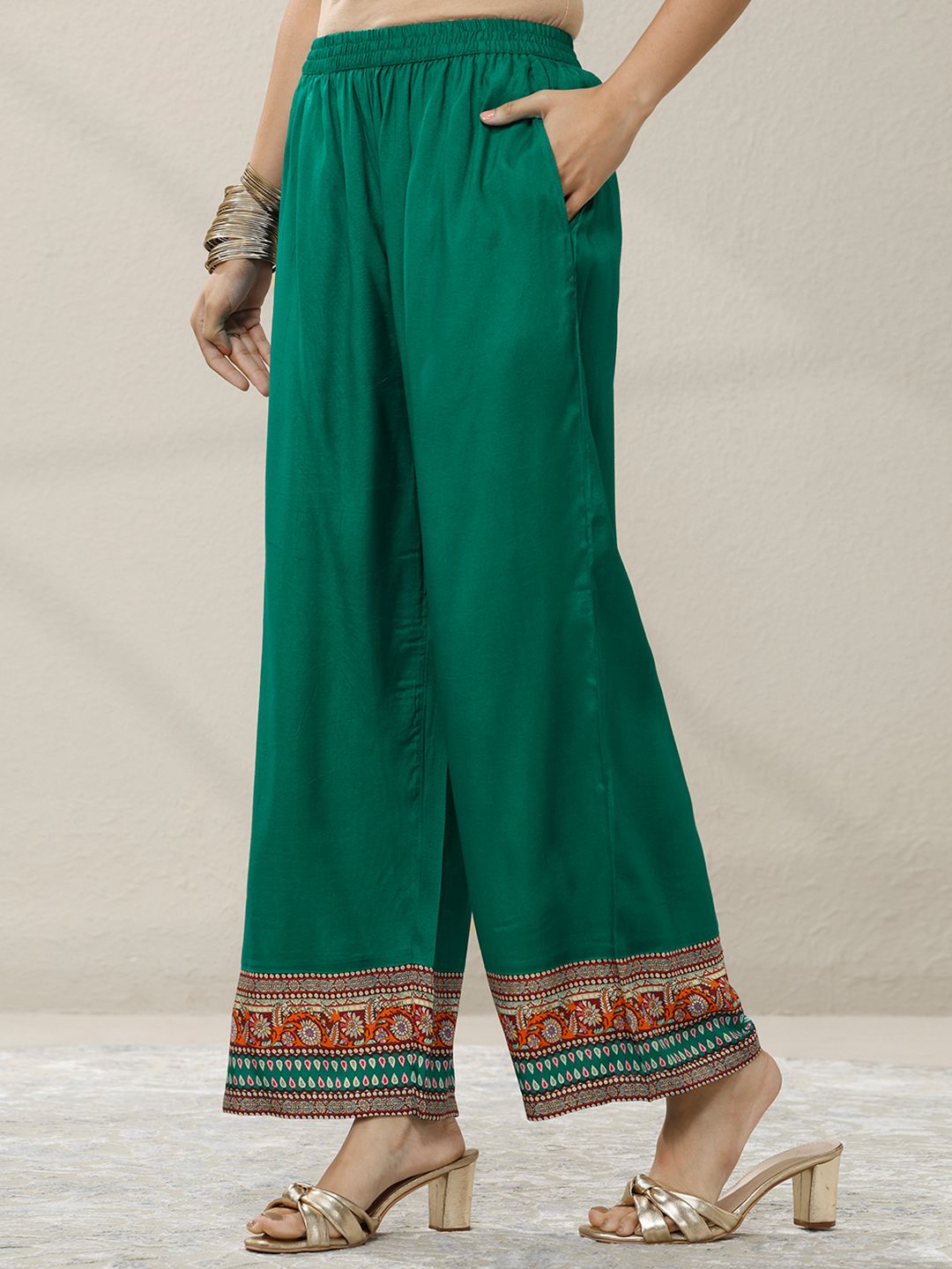 Dhiyona LL Women Ethnic Motifs Printed Regular Mirror Work Kurta with Palazzos & With Dupatta