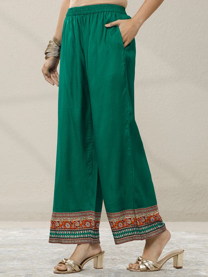Dhiyona LL Women Ethnic Motifs Printed Regular Mirror Work Kurta with Palazzos & With Dupatta