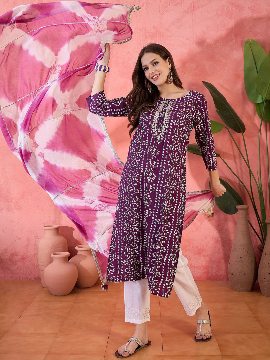 Printed Pure Cotton Kurta Trouser With Dupatta
