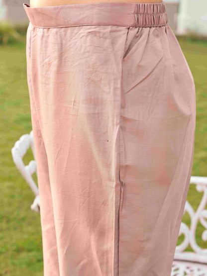 Dhiyona TI Women's Mauve Embroidery Kurta with Organza Dupatta