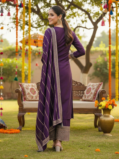 Dhiyona KL Yoke Design Regular Kurta with Palazzos & With Dupatta