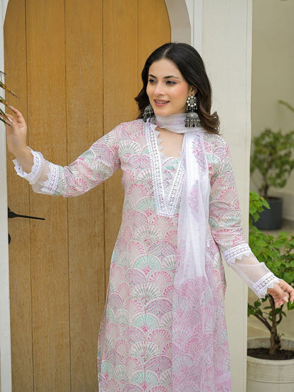 Dhiyona KL Women Printed Pure Cotton Kurta Sets With Dupatta