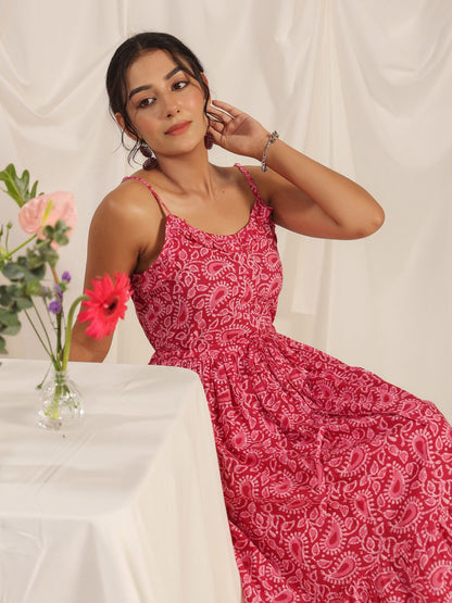 Dhiyona AY Women's Floral Print A-Line Midi Dress