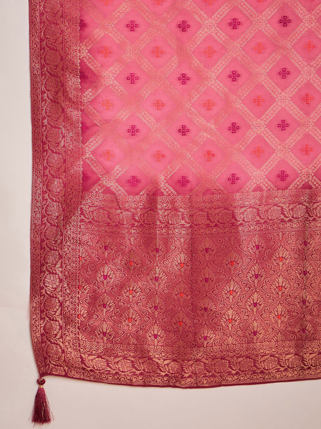 Zari & Sequin Embroidered A-Line Kurta & Trousers With Dupatta