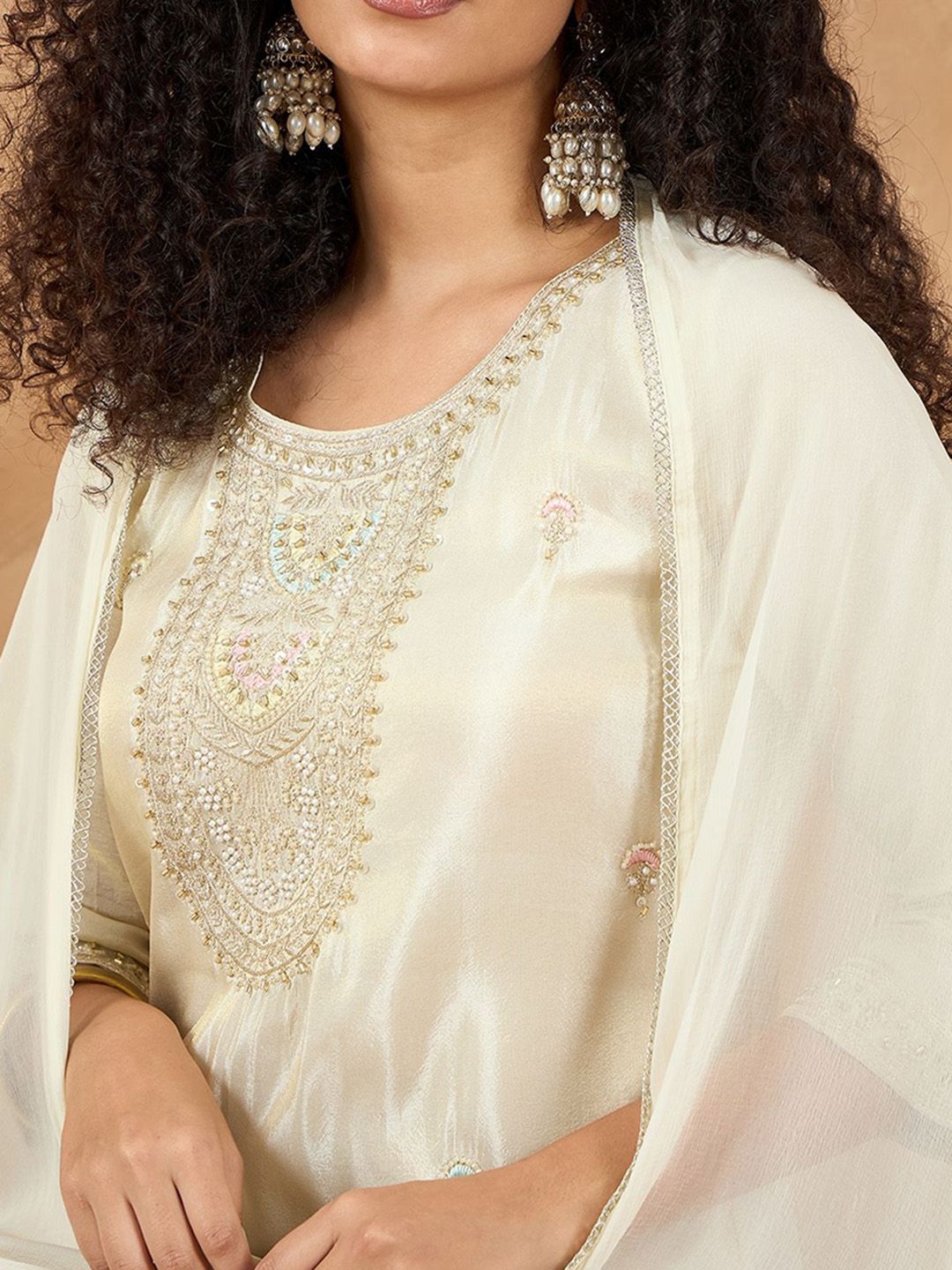 Dhiyona VA Women Embroidered Straight Kurta with Sharara & Dupatta