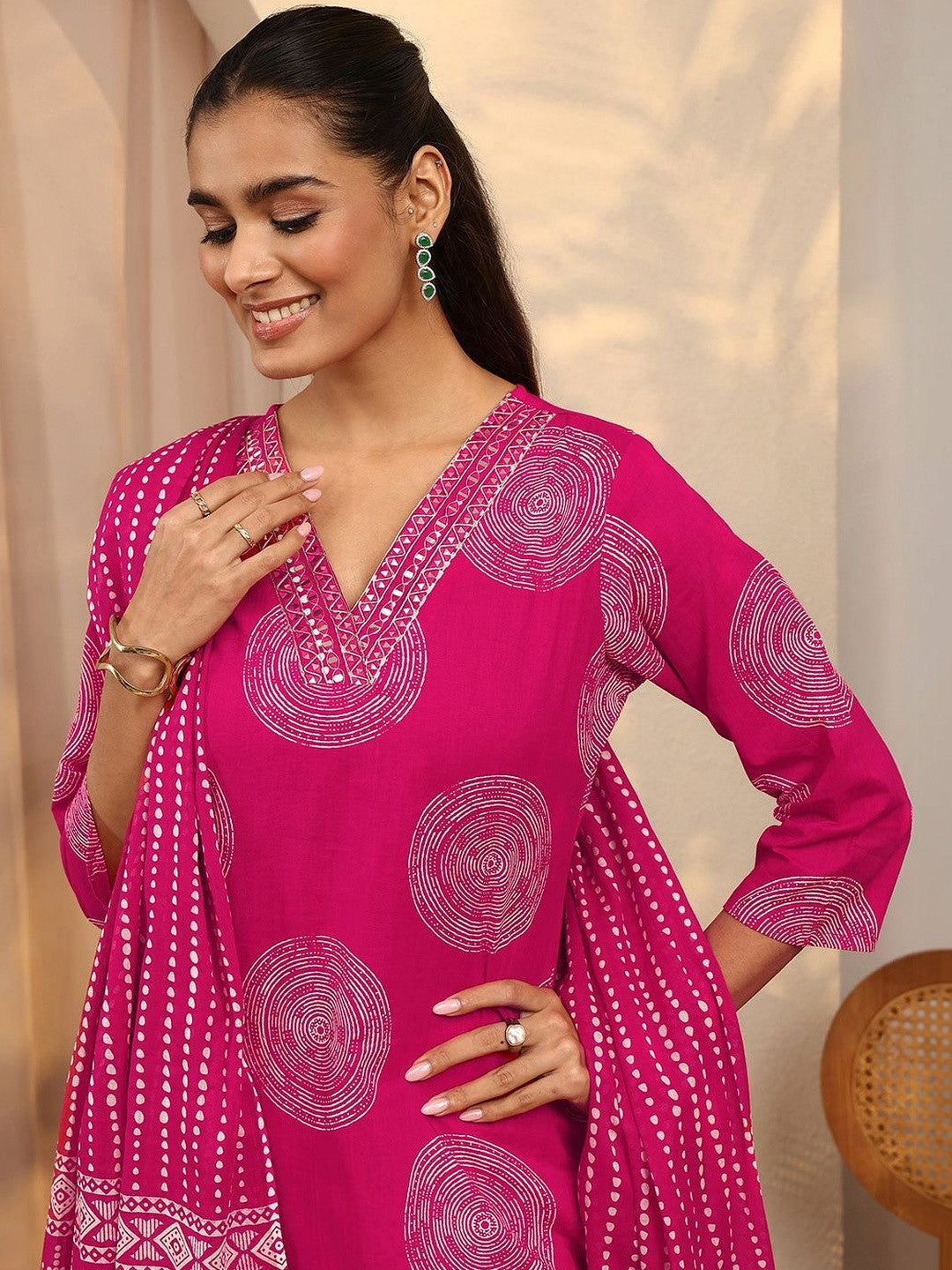 Women Printed Regular Kurta with Trousers & With Dupatta
