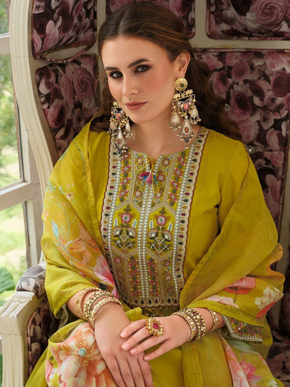 Women Ethnic Motifs Embroidered A-Line Kurta with Trousers & Dupatta
