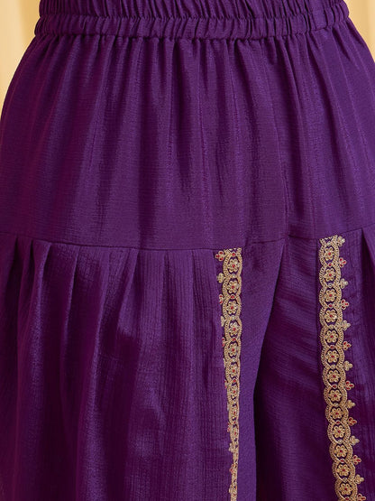 Dhiyona CH Women Ethnic Motifs Embroidered Regular Thread Work Kurta with Dhoti Pants & With Dupatta