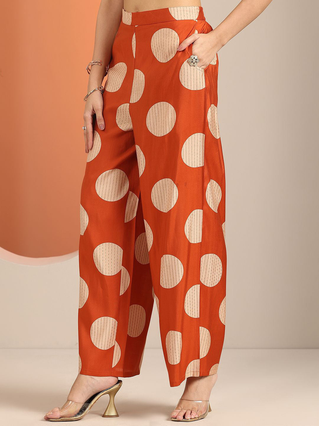 Geometric Printed Round Neck Kurta With Palazzos