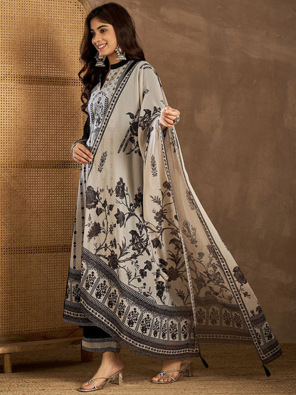Dhiyona IN Women Floral Printed Regular Kurta with Palazzos & With Dupatta