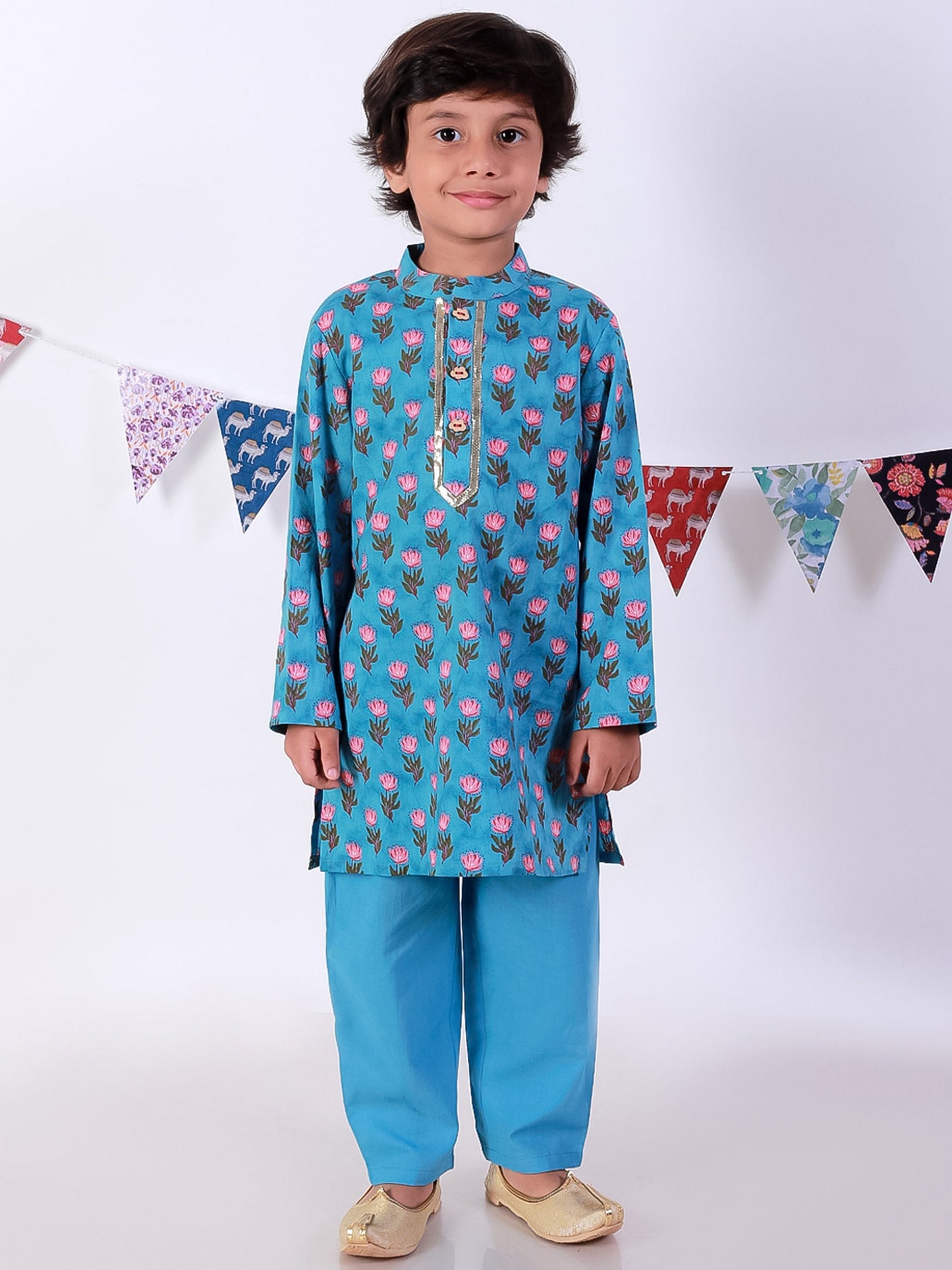 Jaipur Boys Blue Kurta and Pyjama Ethnic Set