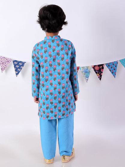 Jaipur Boys Blue Kurta and Pyjama Ethnic Set