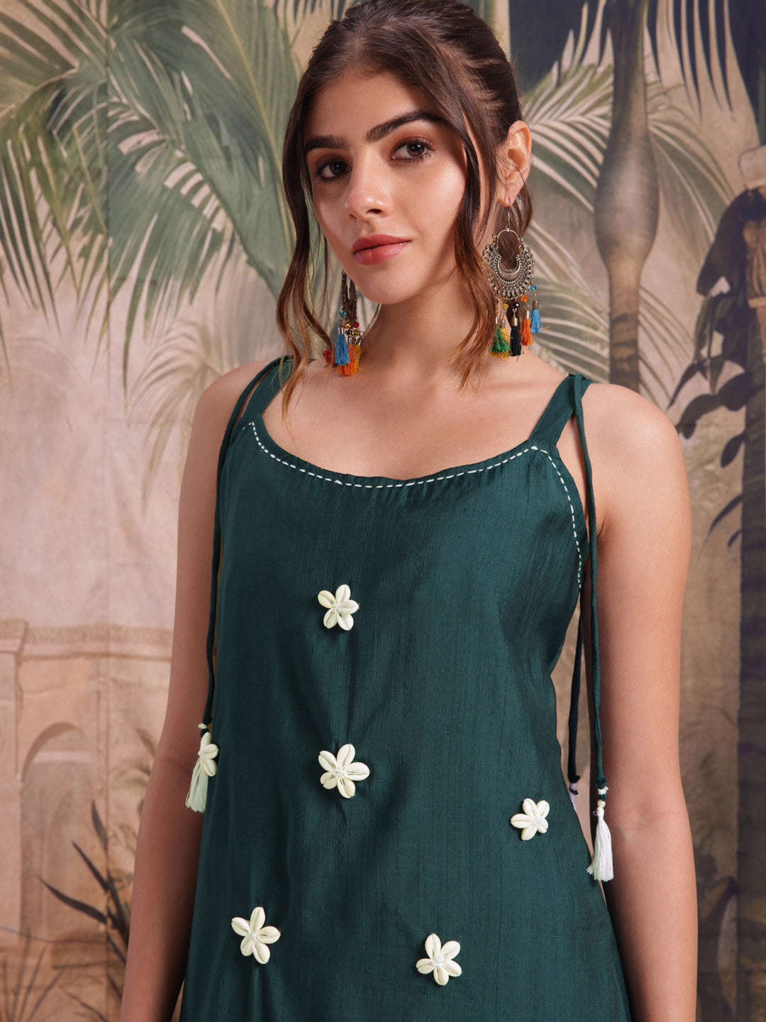 Flora Embellished Shoulder Straps Kurta with Trousers