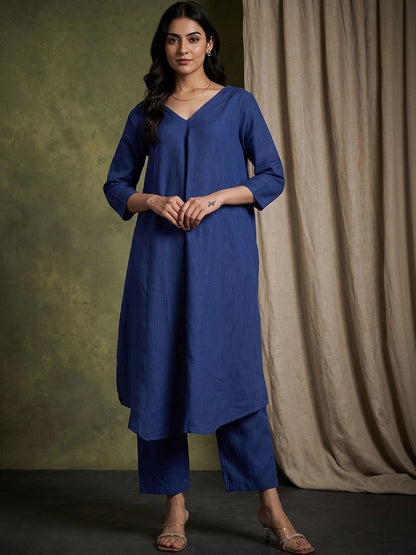 V-Neck Kurta & Trousers